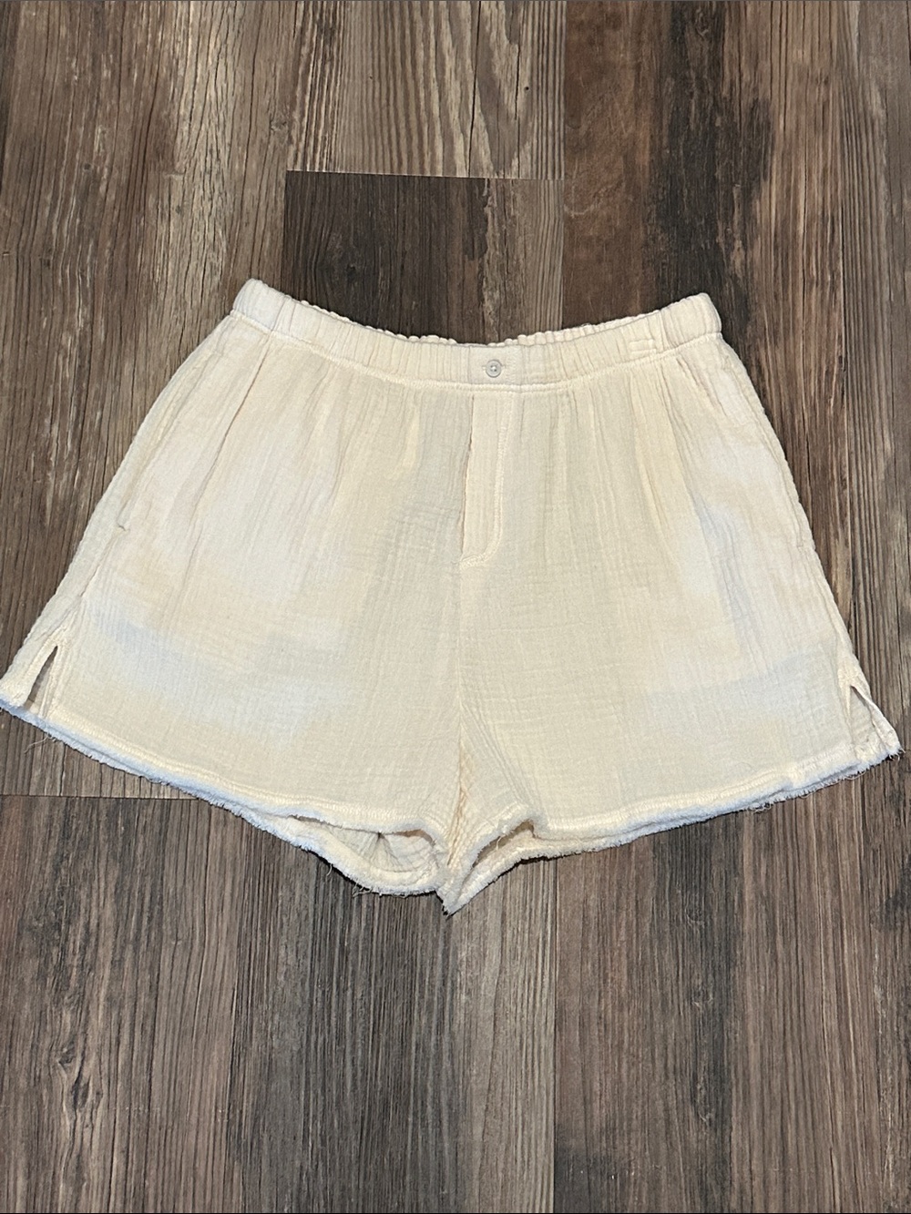 aerie Cream Textured Pull-On cotton  Shorts